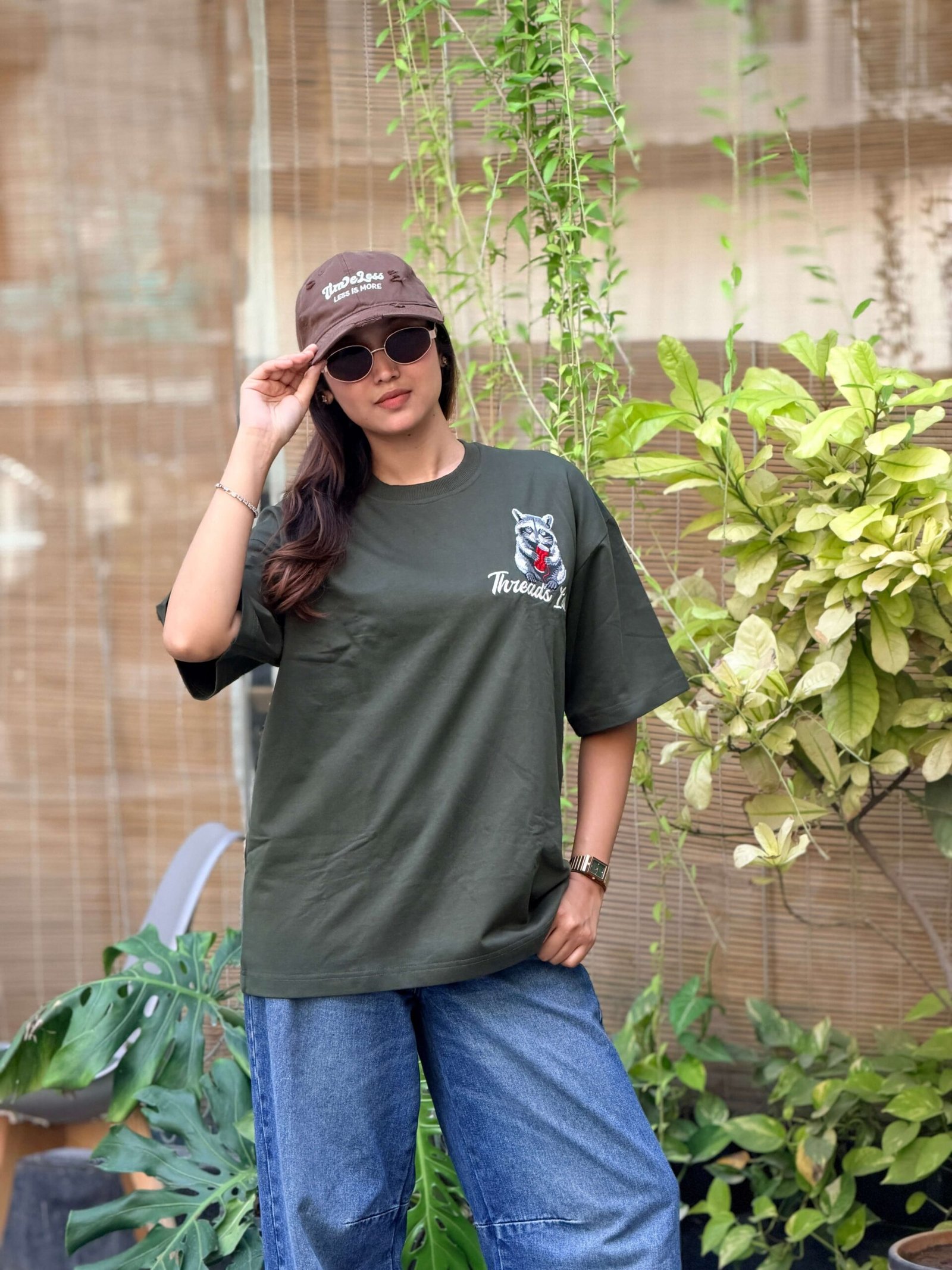 The Ugly Hours Oversized Embroidered T-Shirt – Forest Green - Image 3