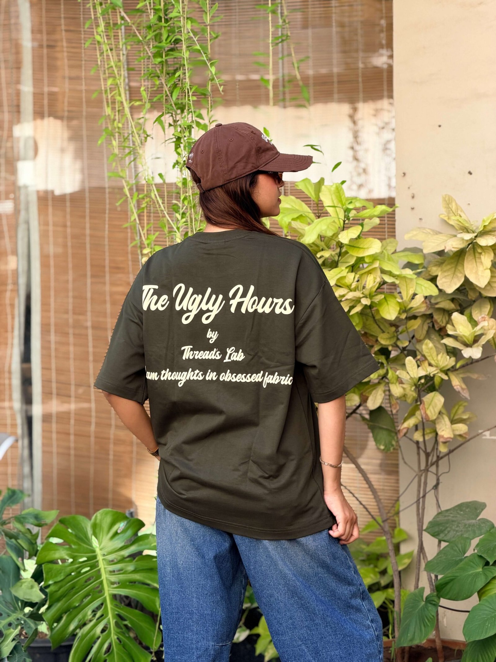 The Ugly Hours Oversized Embroidered T-Shirt – Forest Green - Image 4